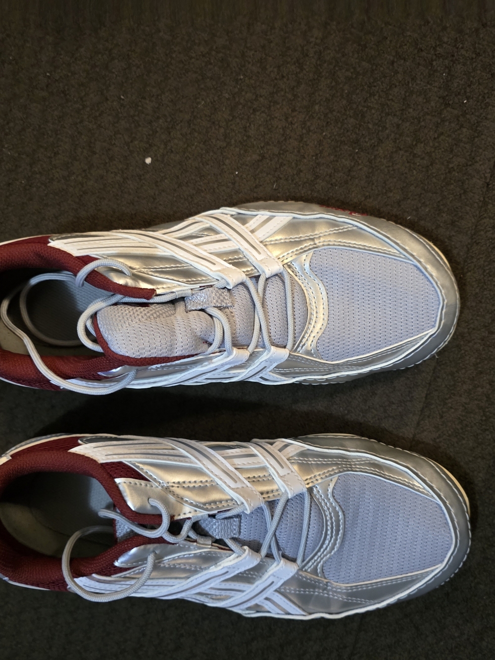 Men's / Women Silver and Maroon Athletic Sneakers